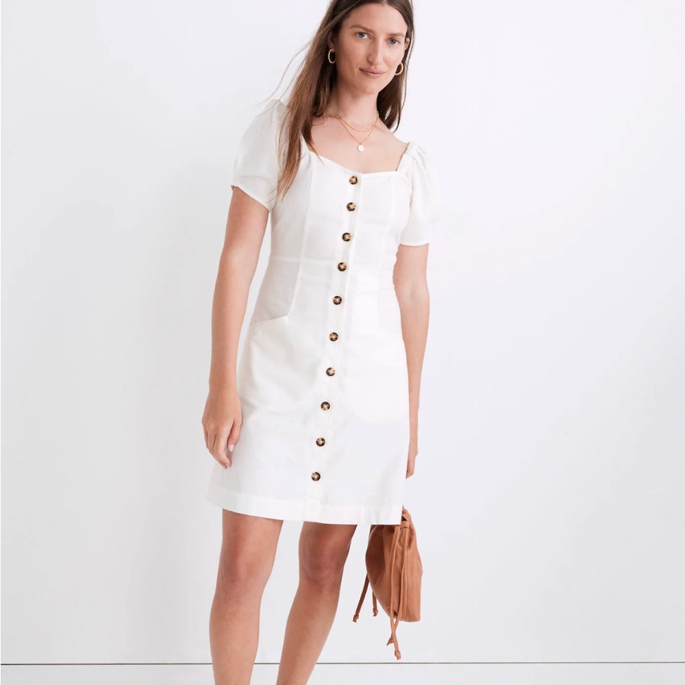 Madewell - linen-cotton puff sleeve mini dress - 4